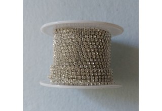 Нить стразовая стекло 2 мм SS6 серебряная, цена за 50 см